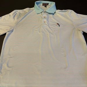 Mens Peter Millar Summer Comfort Golf Polo medium striped bird logo